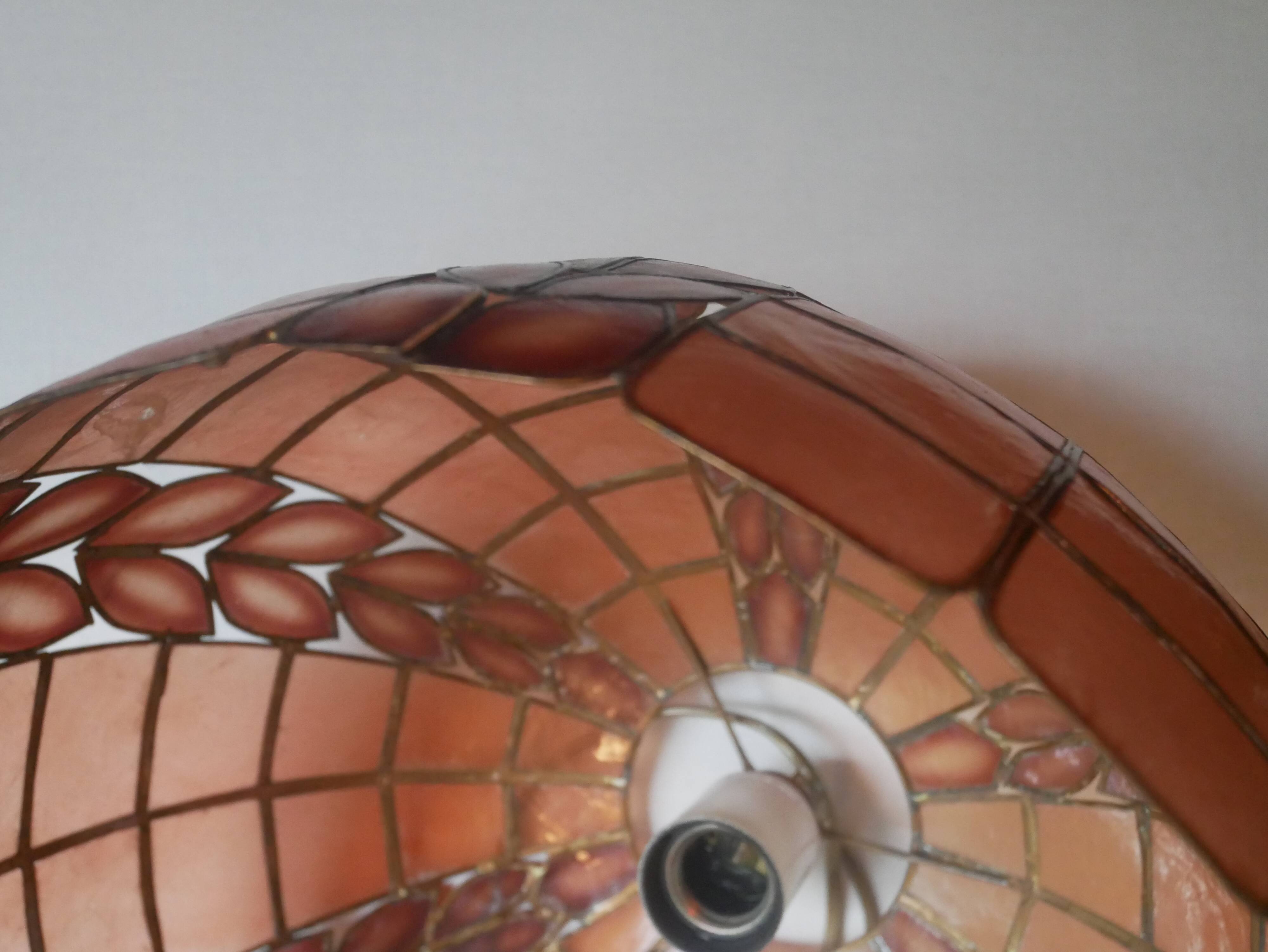 Mother-of-pearl brass pendant chandelier, bohemian country decoration, handcrafted