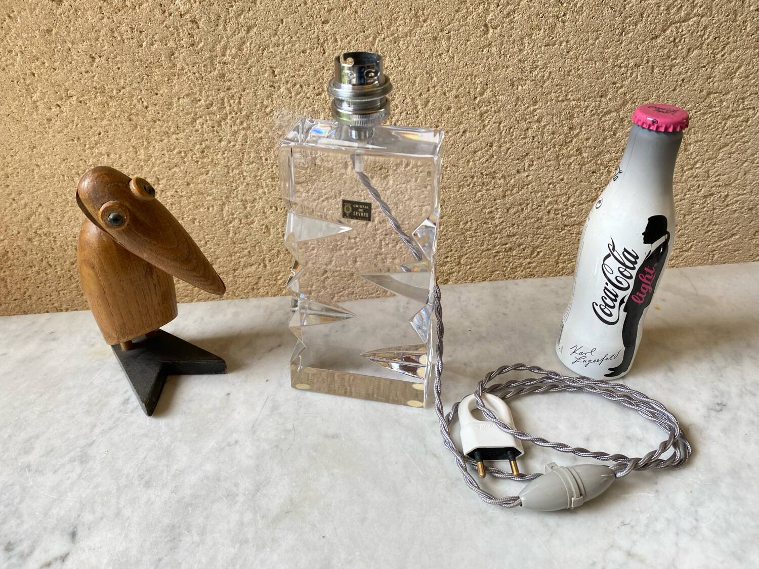 Vintage Sèvres crystal lamp base, Bauhaus/Art Deco design