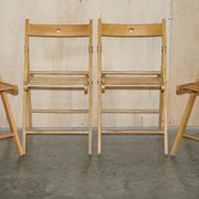 Set of 4 folding steamer chairs in oak from around 1940.