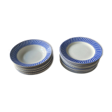 Vintage Digoin Sarreguemines Jacquot blue earthenware plate set 23 pieces