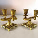 Pair of art nouveau design candlesticks in bronze