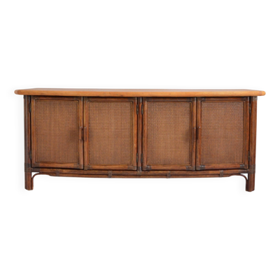 Buffet / Enfilade bois et rotin 1960 / 1970 vintage