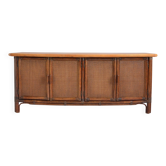 Buffet / Wooden and rattan sideboard 1960s / 1970s vintage