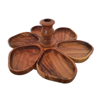 Servant appetizer tray teak scandinavian decoration empty pockets stamped