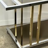 Belgo chrome tray / rolling table in chrome and gilded brass 70'S