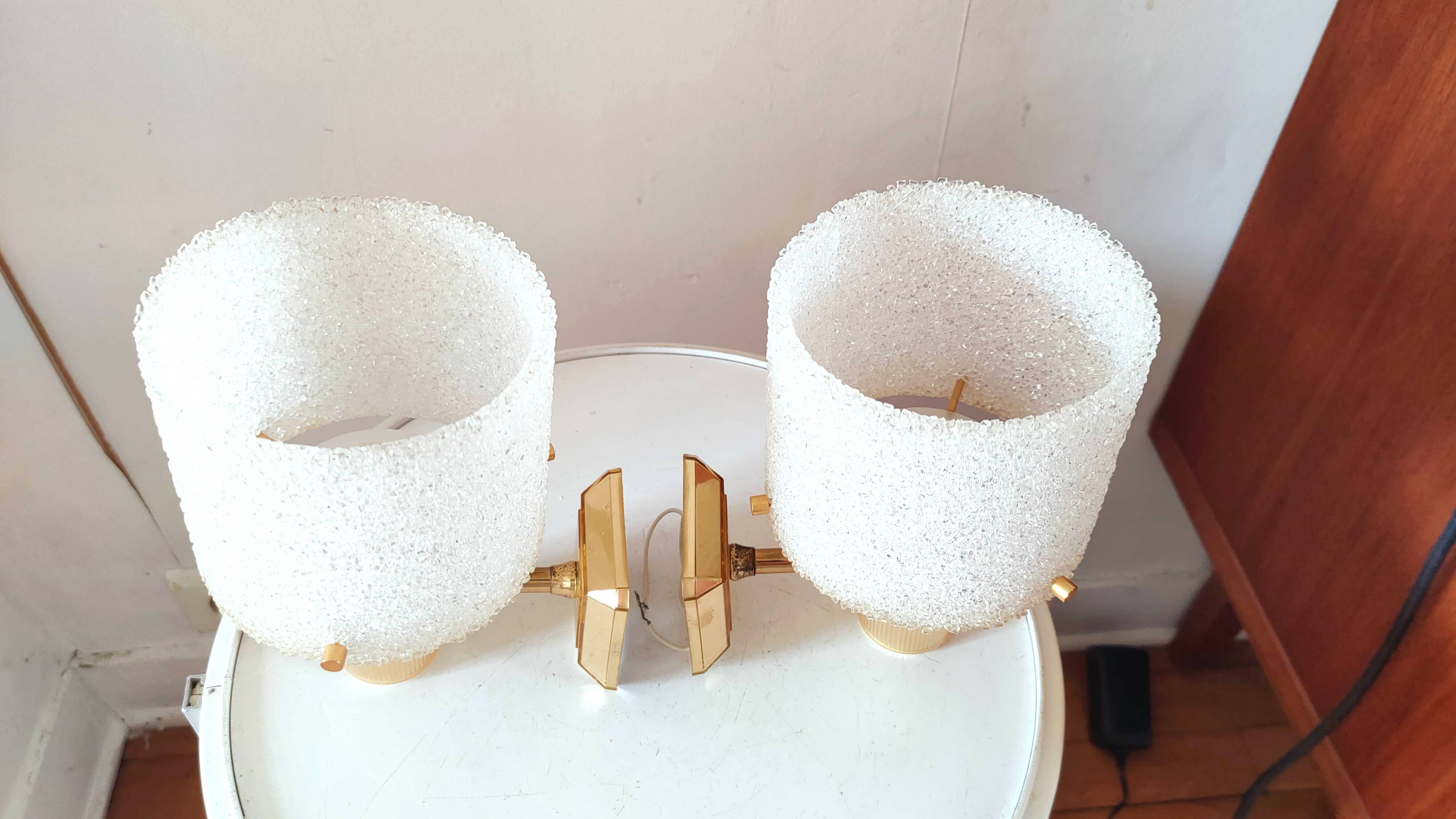 Pair of 60s designer Perspex wall lights