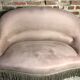 Vintage toad sofa trimmed with taupe-coloured velvet