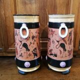 Pair of vases Egyptomania porcelain of Bayeux