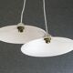 Set of 2 white opaline pendant lights with b22 socket and chrome socket cover