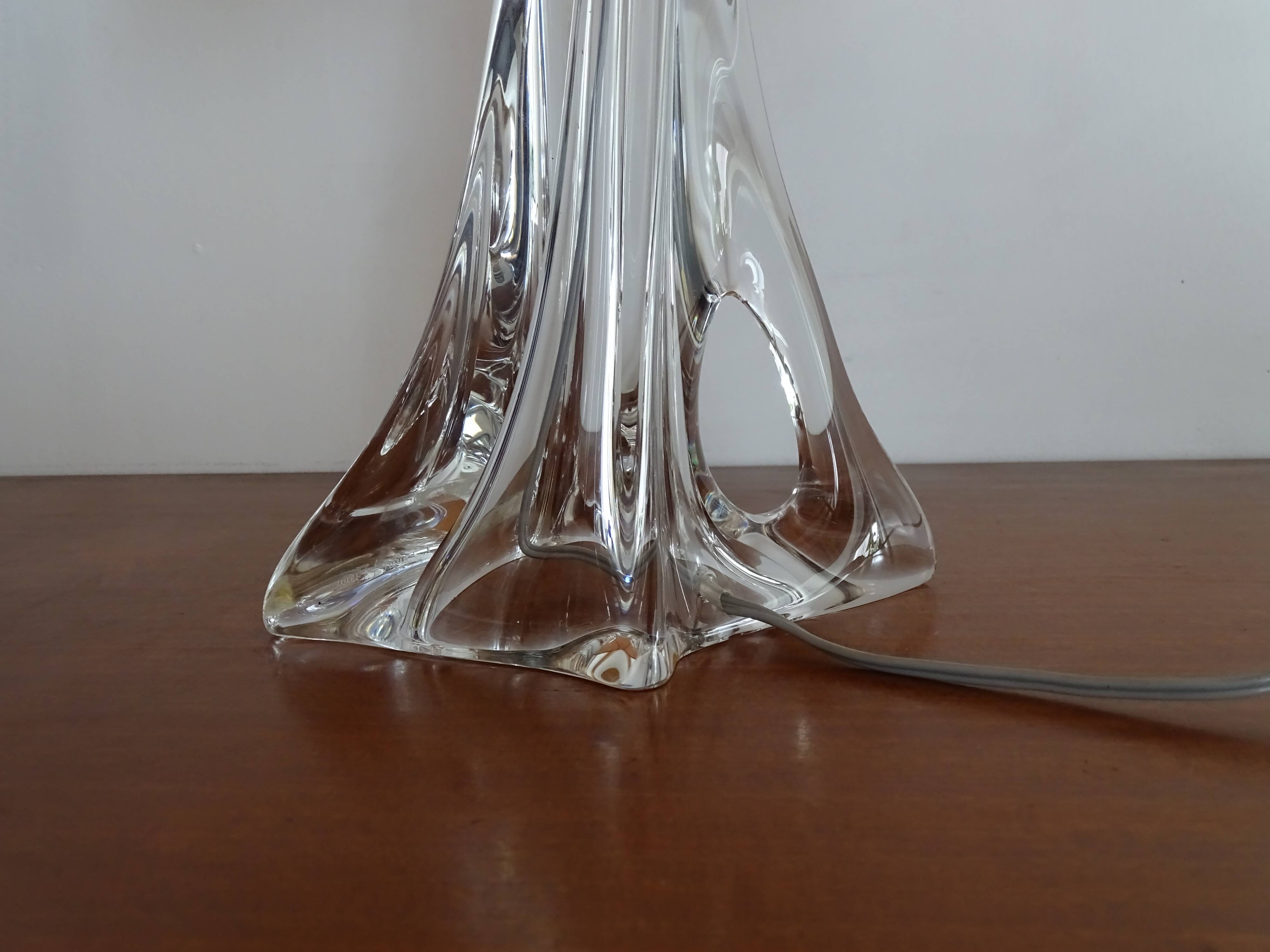 Daum France 1960 crystal lamp signed and labeled - 46 cm