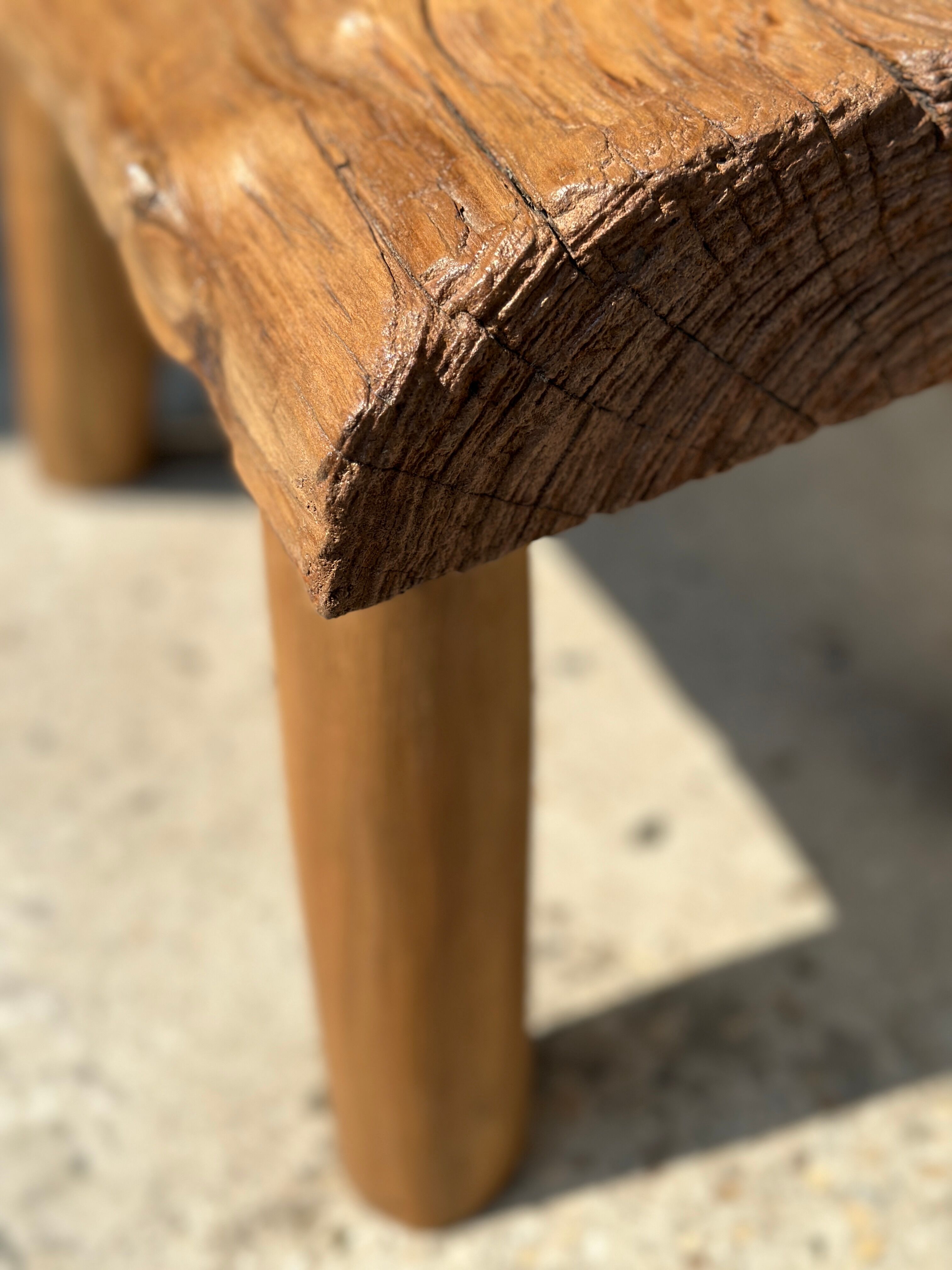 Small side table or stool in blond teak H:30 L43 l27