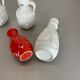 Set of 4 Red-White Fat Lava Op Art Pottery Vases by Bay Ceramics, Germany