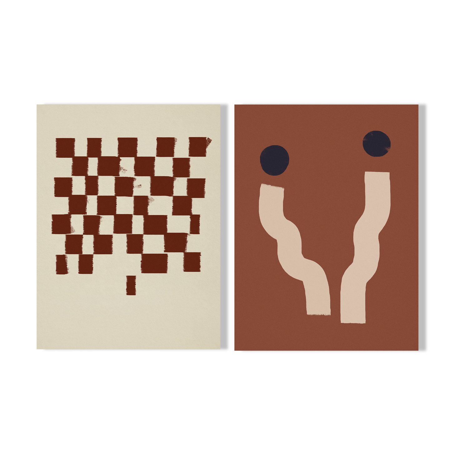 Pair of prints, checkered wall art set of two, 50x70cm