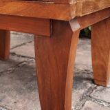 Walnut and grey marble bedside table
