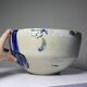 Large hand-turned stoneware salad bowl, signed, vintage from the 80s to 2000s.