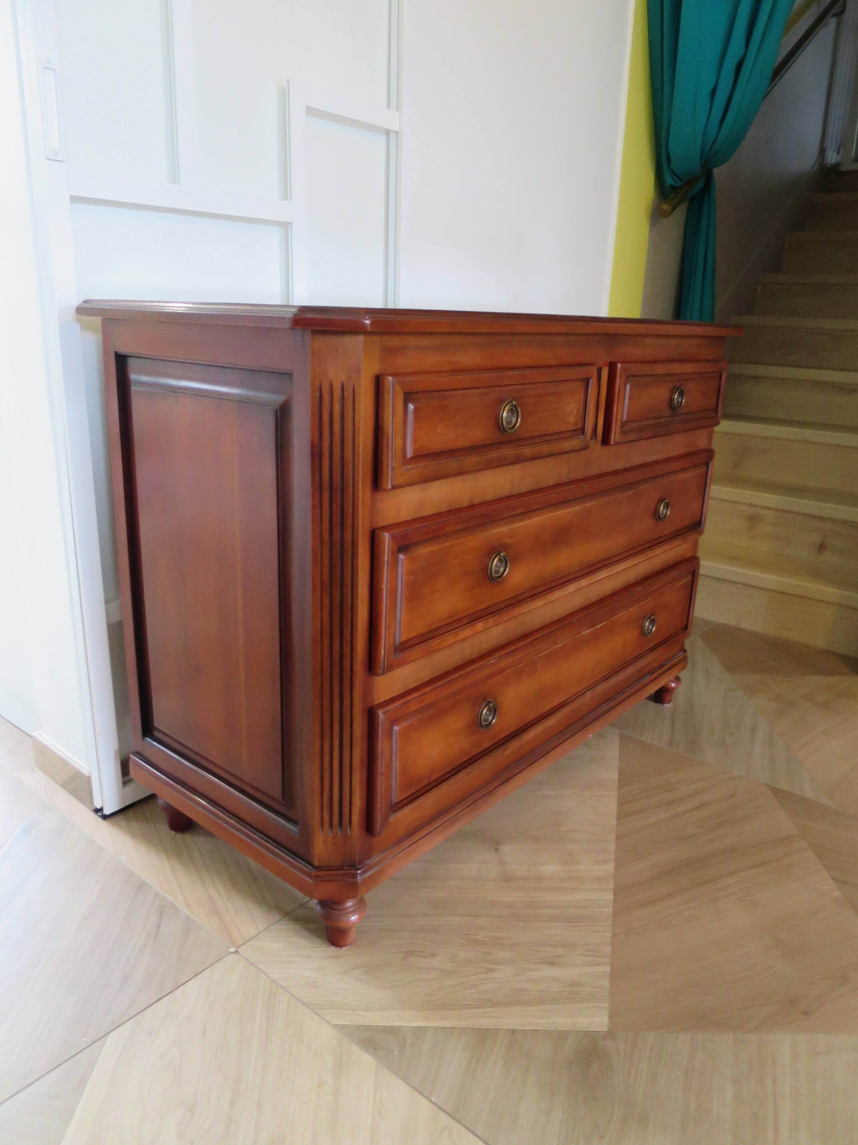 Vintage–Beautiful Louis Philippe chest of drawers – Directoire style – 4 drawers – Cherry wood