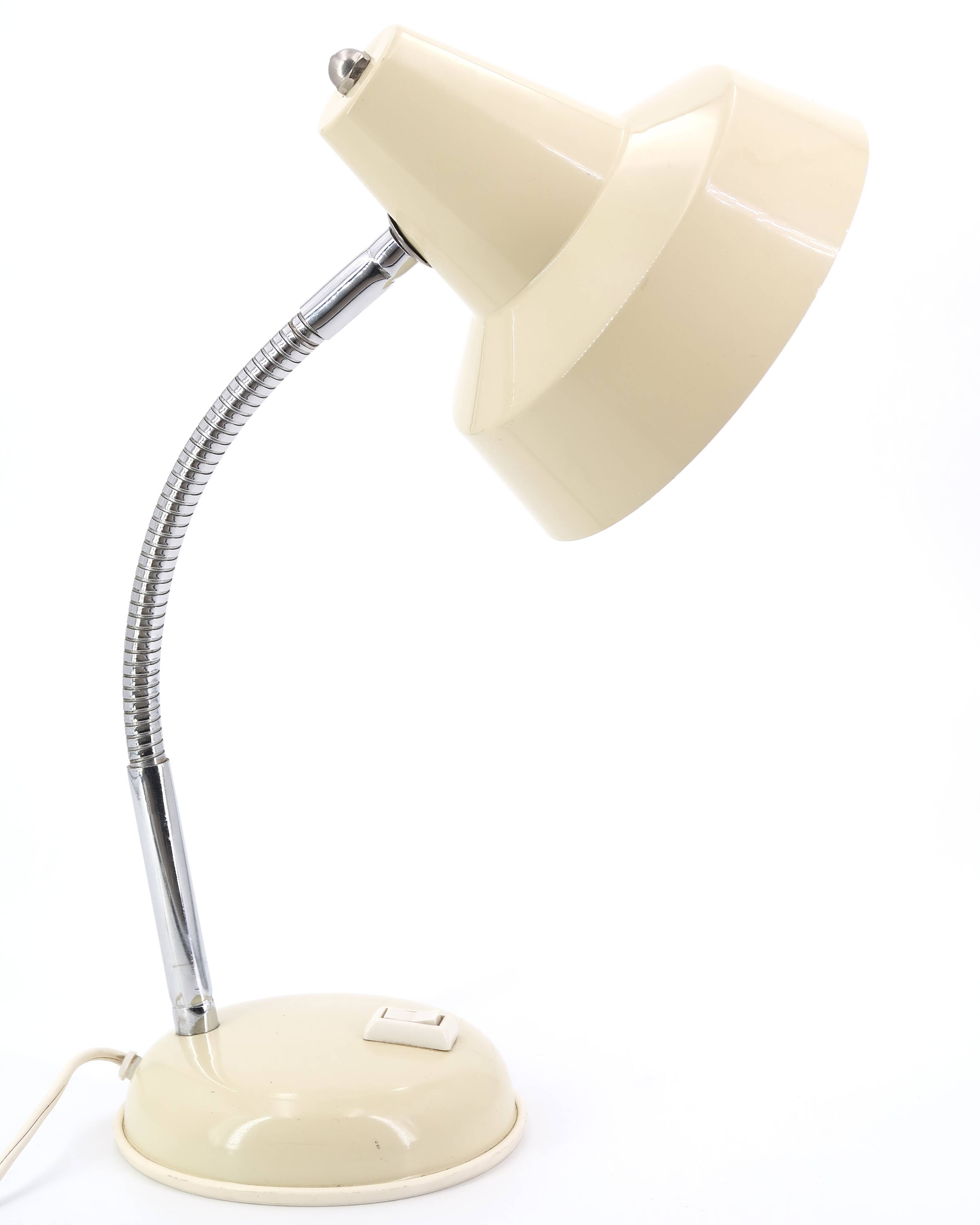 Beige articulated metal desk lamp, 1950s