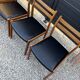 Set de 6 chaises scandinave en teck et cuir noir