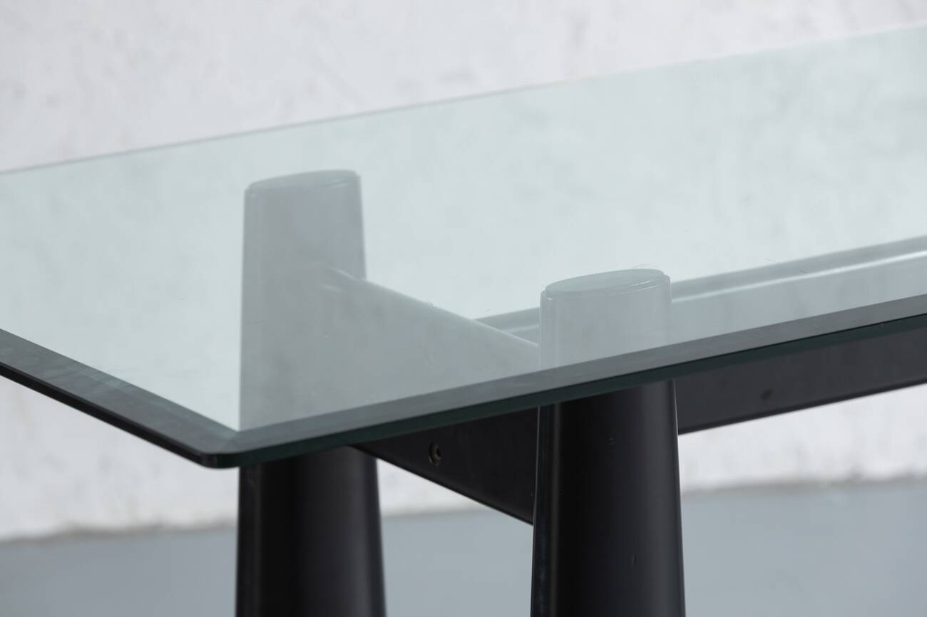 Mid Century Dining Table With Crystal Top, Italy, 1970's