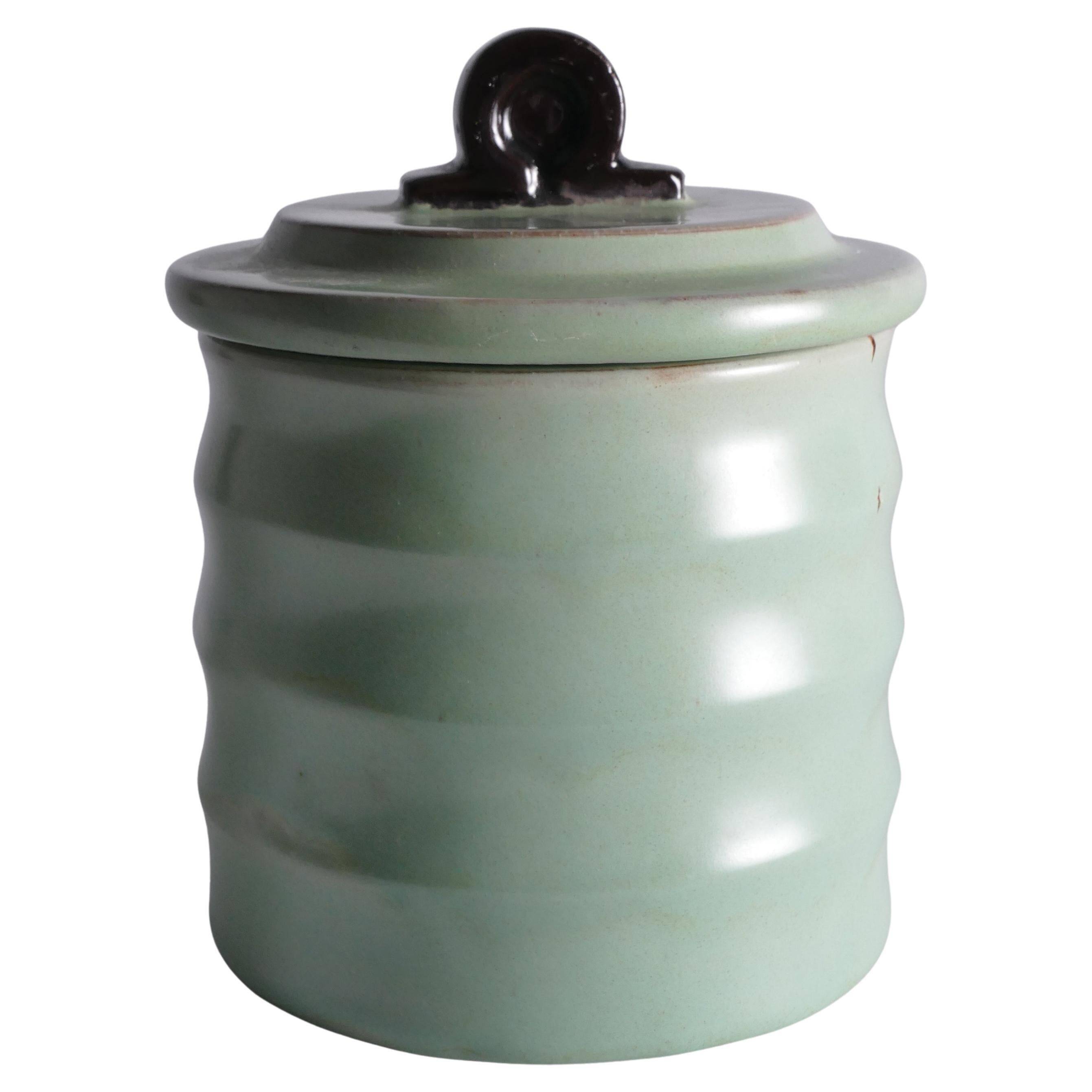 Art Deco Celadon Glazed Lidded Jar by Einar Luterkort for Upsala‑Ekeby, 1930s