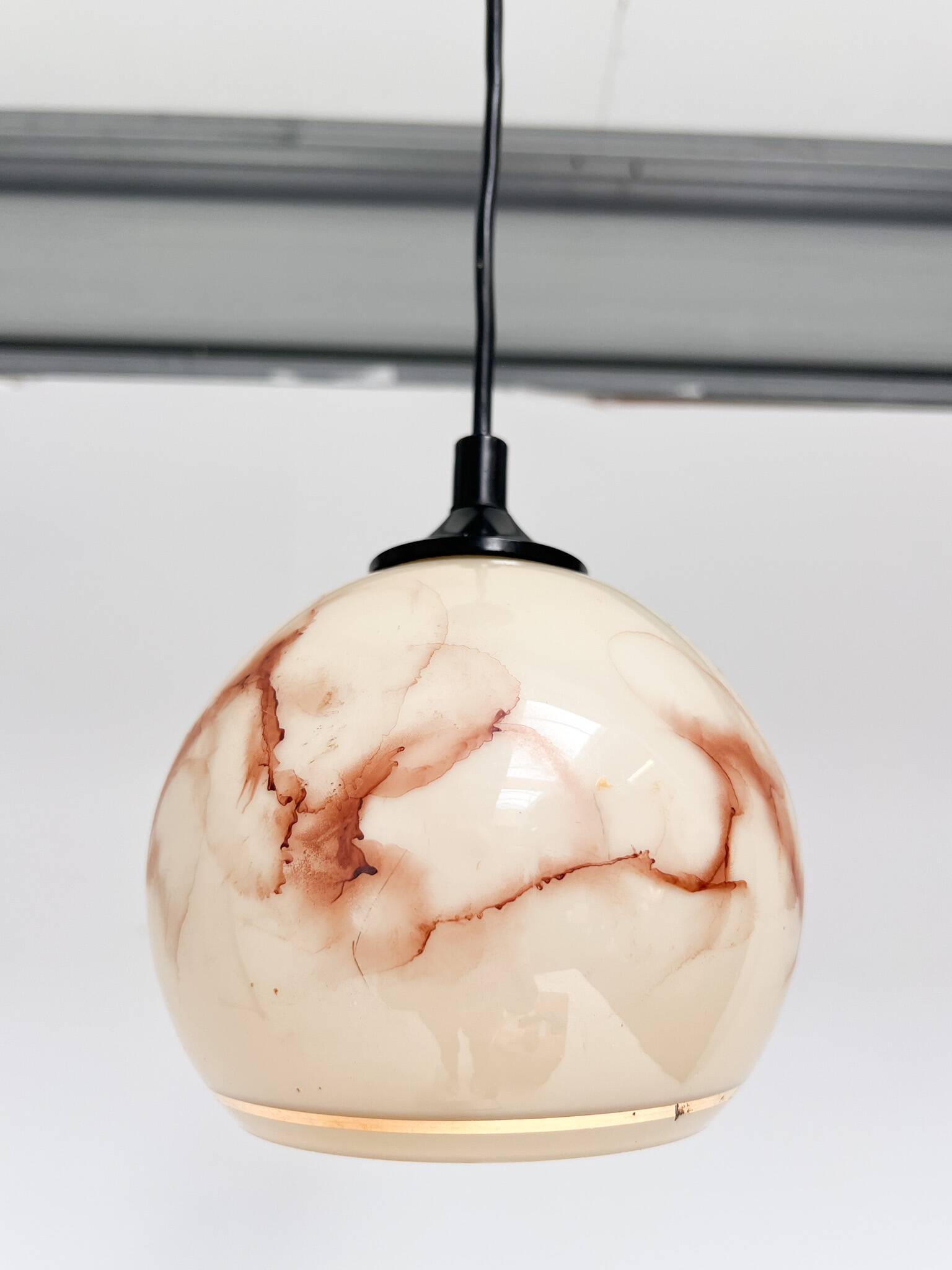 Round vintage ceiling lamp with marble pattern, 1960s