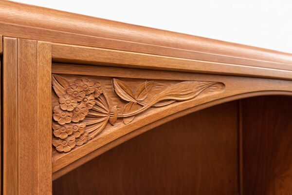 Vitrine bibliothèque Art déco française vintage 1930 Acajou