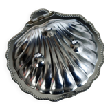Vintage butter dish in the shape of a shell, silver-plated metal