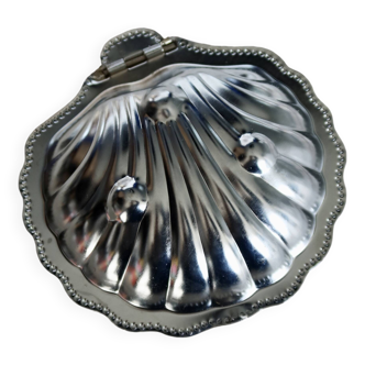 Beurrier vintage forme de coquillage métal argenté