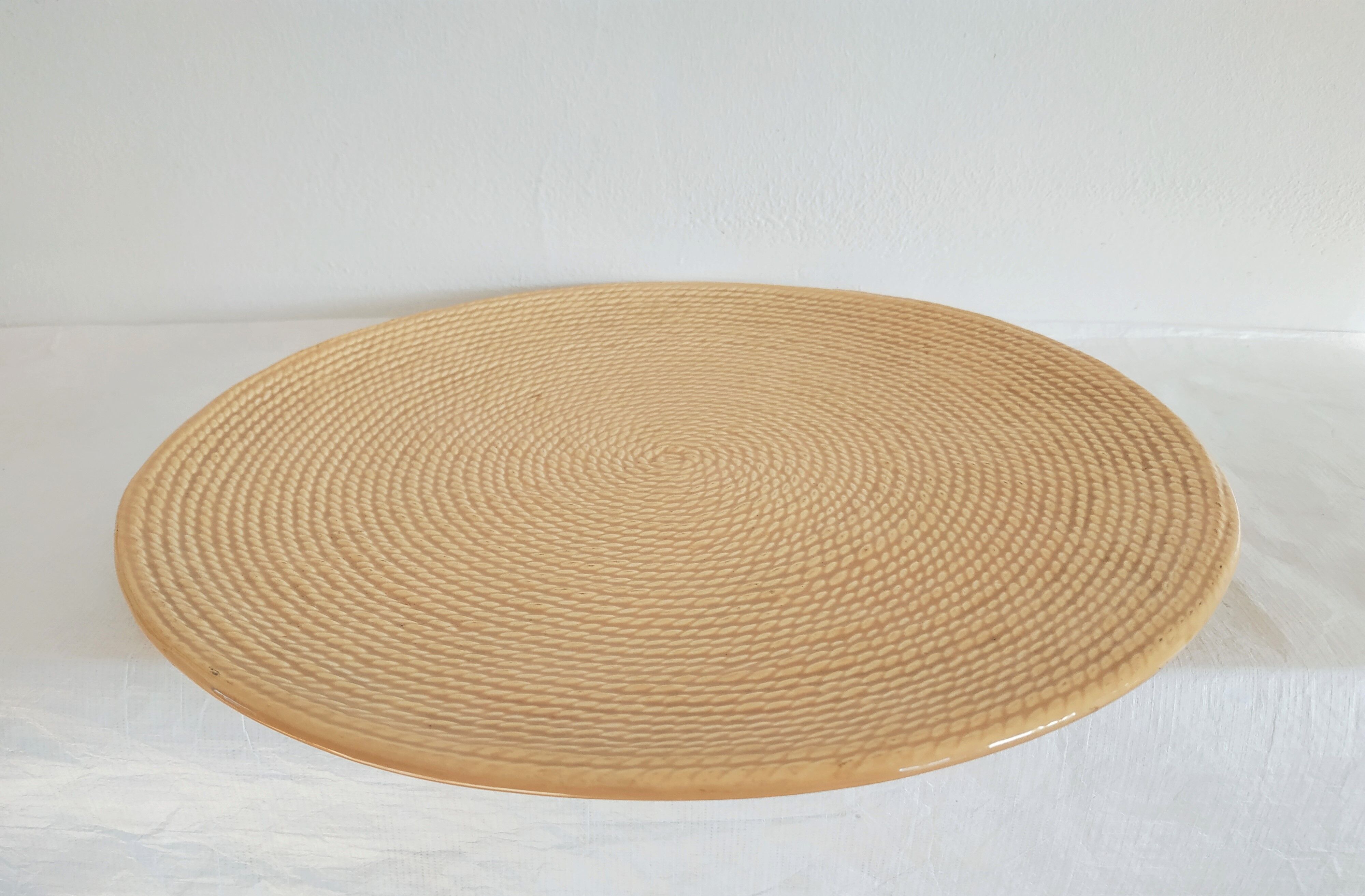 Ceramic dish, braided pattern, Keralux Boch brothers