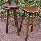 Set of three brutalist tripod stools