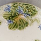 Antique Barbotine Plate Floral Decor and Green Foliage