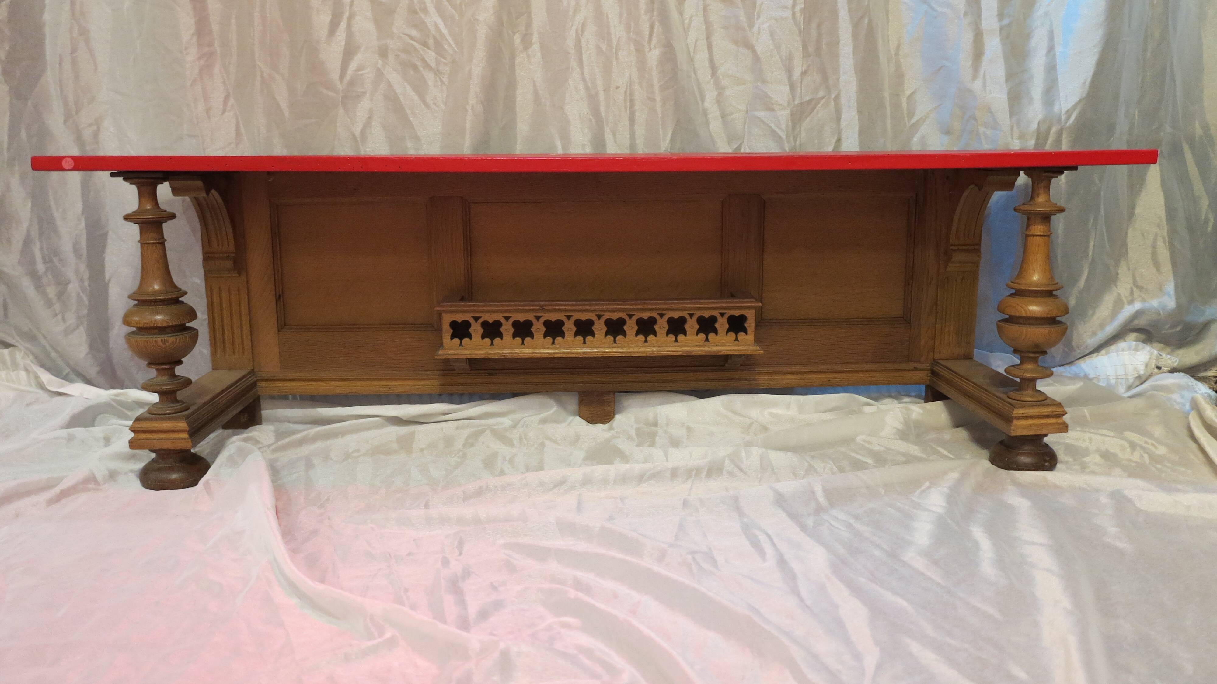 Neo-Renaissance style red top bench