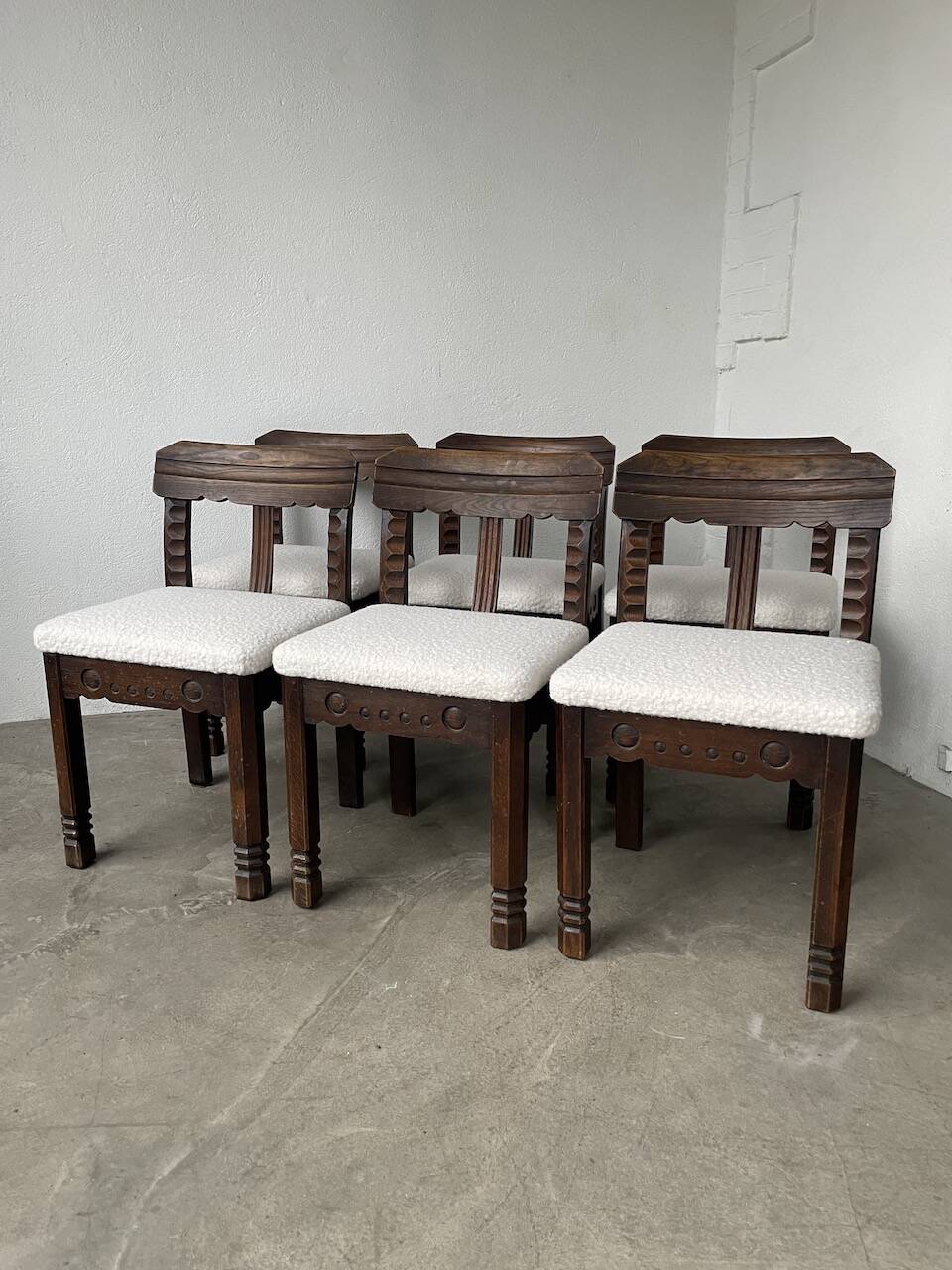 Set of 6 brutalist chairs from the 1940s