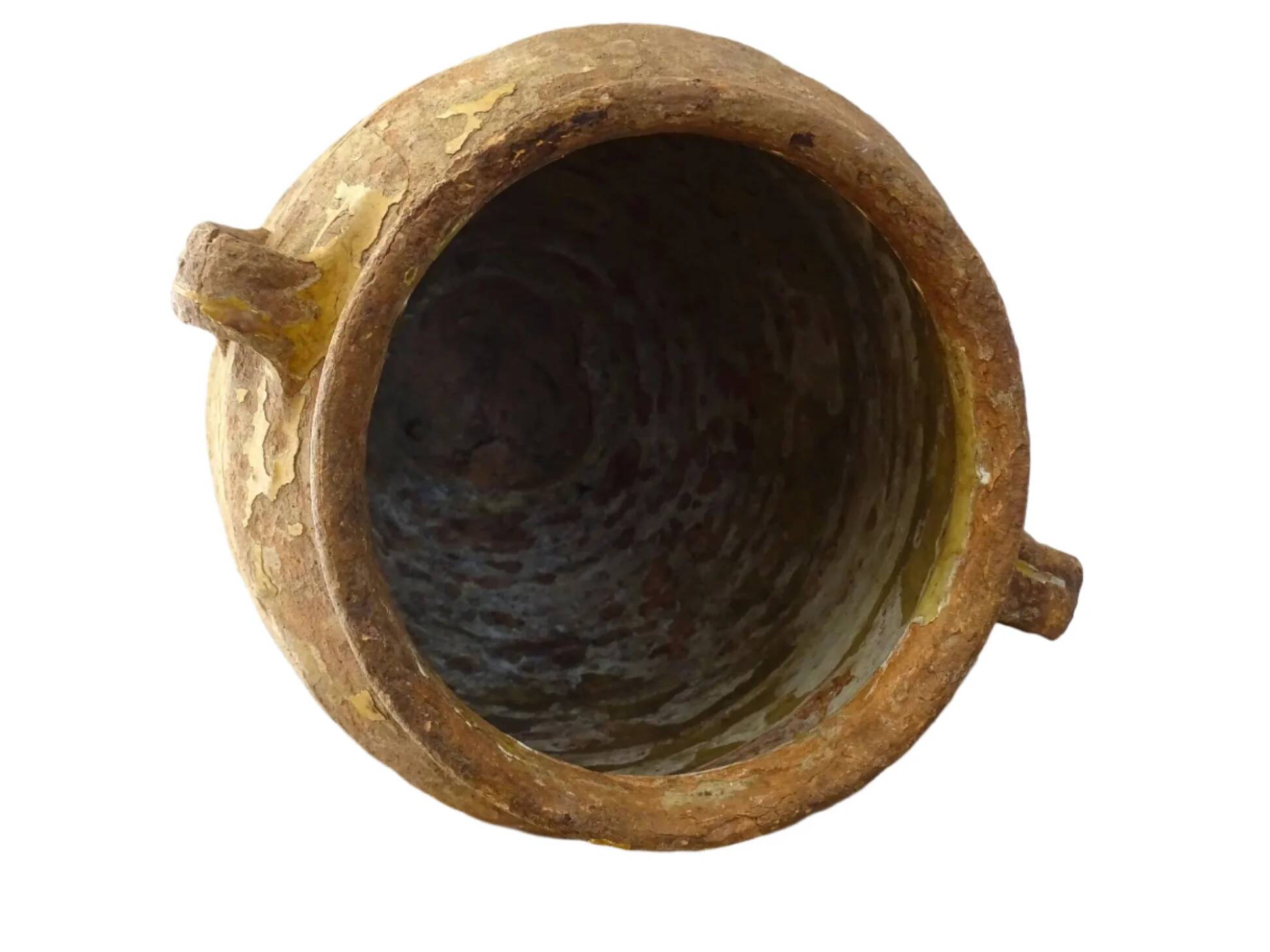 Pot à confit ancien français à glaçure jaune