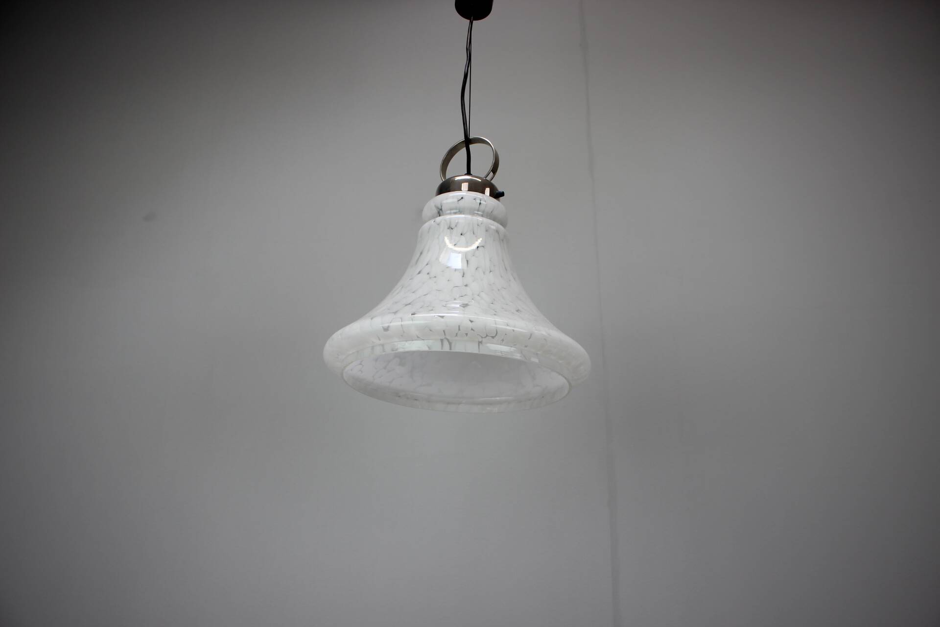 1970s Czechoslovak Adjustable Mid-Century Bell Form Glass Pendant Lamp