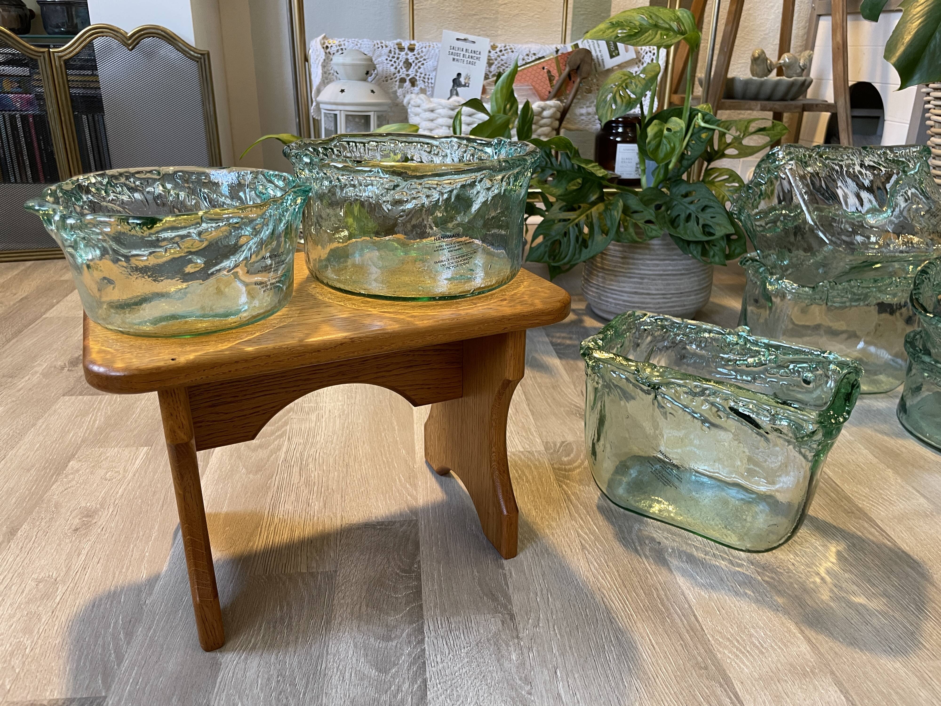 Small, free-form, organic glass jar