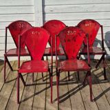 Set of 5 François Caruelle metal chairs