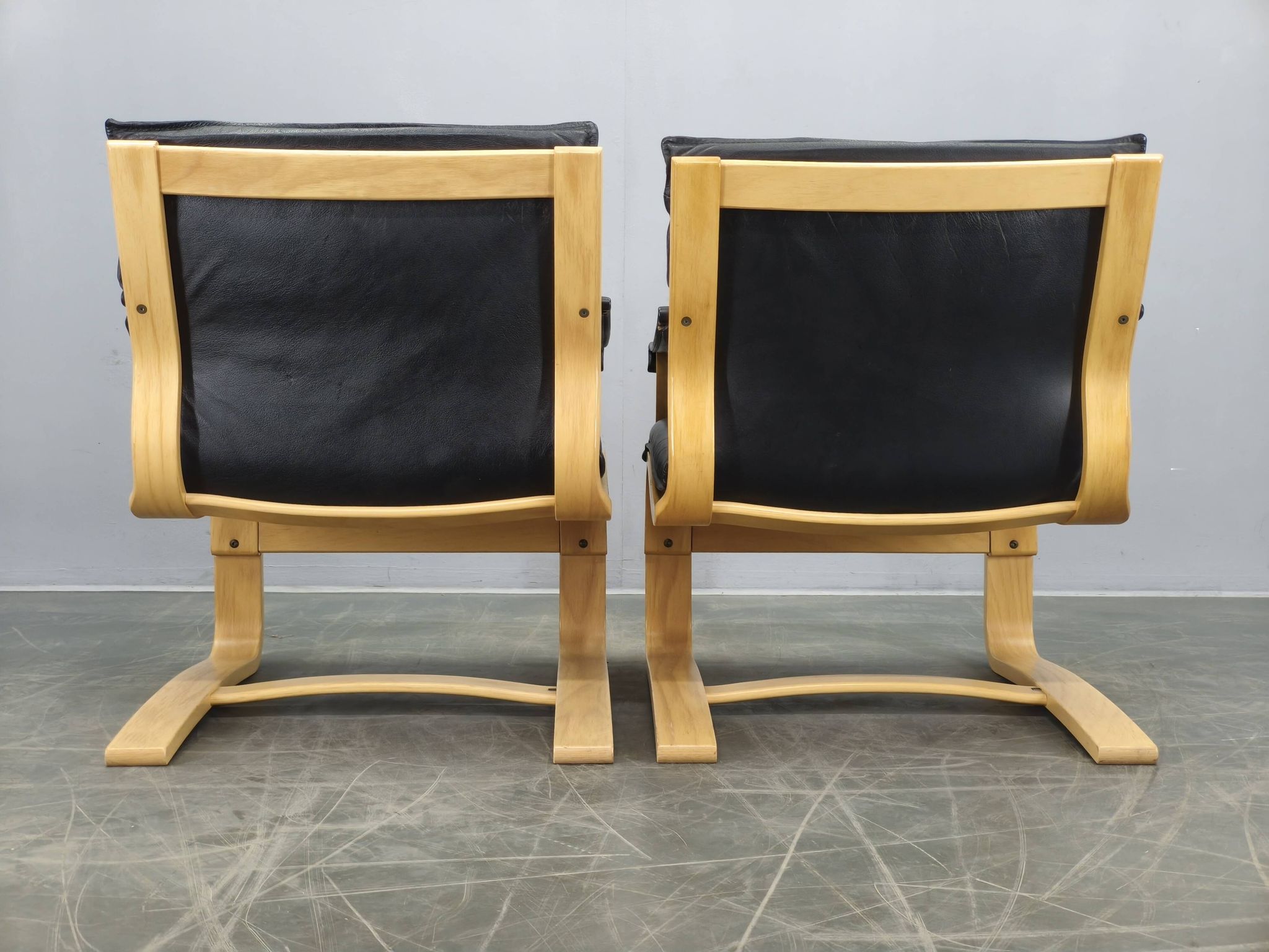 Pair of Leather Lounge Chairs by Åke Fribytter for Nelo Kroken 1960s