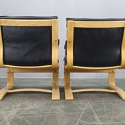 Pair of Leather Lounge Chairs by Åke Fribytter for Nelo Kroken 1960s