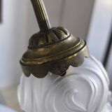Art Deco bronze and frosted glass tulip lamp