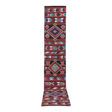 Tapis de couloir turc vintage 85x430 cm