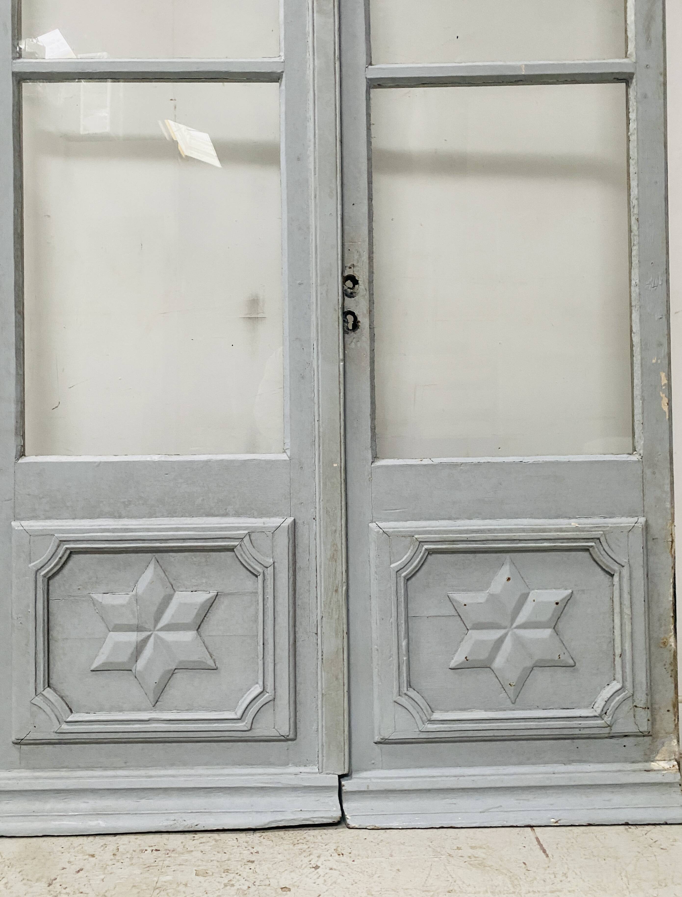 Double portes de passage en bois patiné XIX siècle