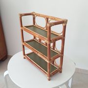 Étagère murale vintage en bambou et rotin années 70/80