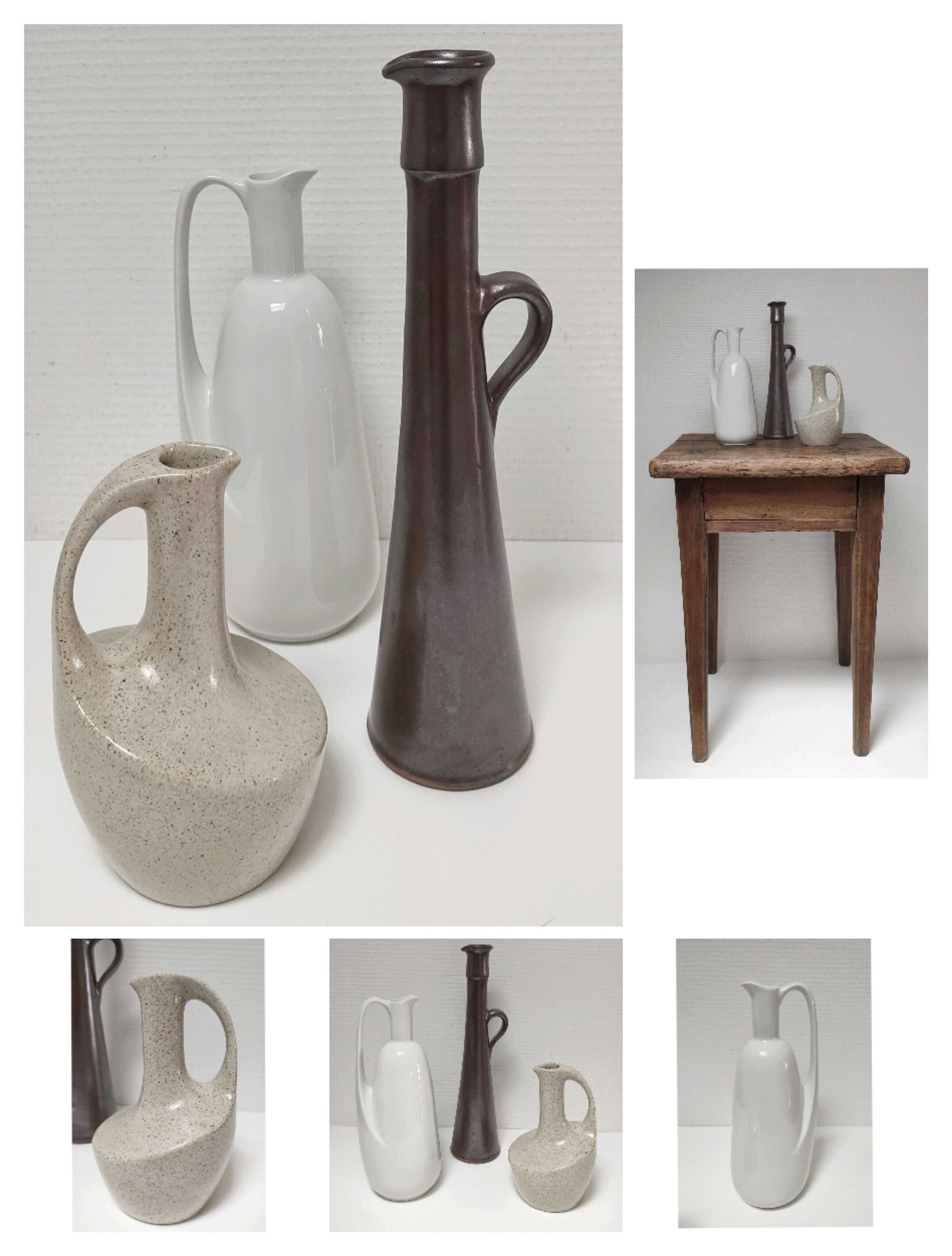 Trois vases céramique grès porcelaine vintage