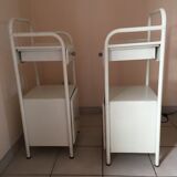 Pair of hospital bedside tables