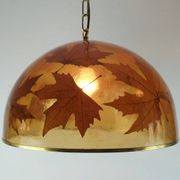 rare vintage PENDANT LAMP resin with maple leaves 1970s hanging lamp