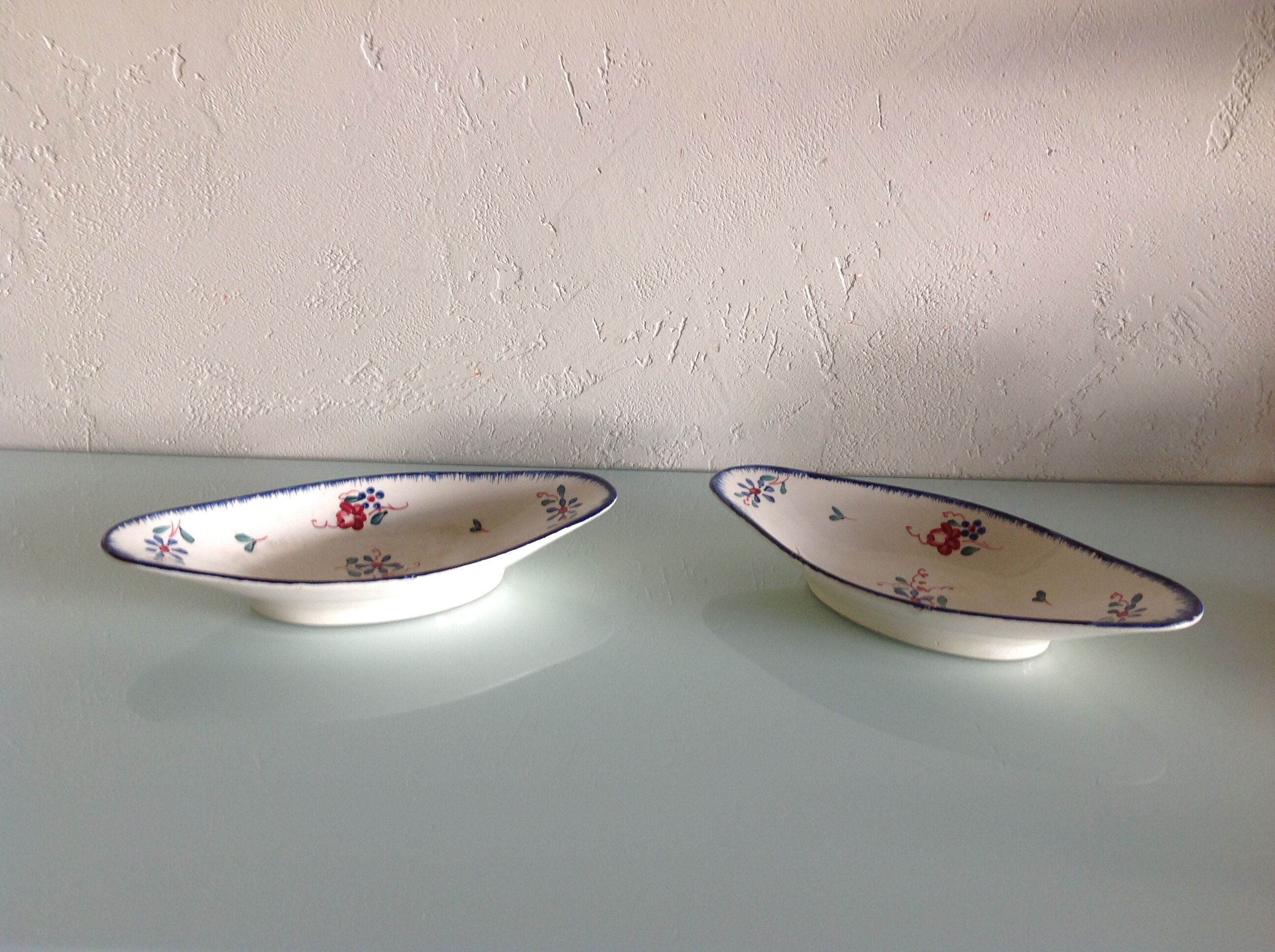Pair of ravines decor Dambach from the vintage Sarreguemines faienceries 60-70