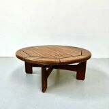 Table basse vintage de style brutaliste danois en chêne, années 1960
