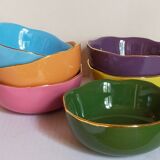 Six vintage multicolored ceramic bowls-cups