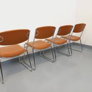 4 vintage sleigh chairs from the 70s, in designer chrome metal